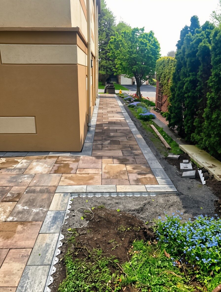 Interlocking paver driveway installed by Ramirez Landscaping in Vaughan, ON