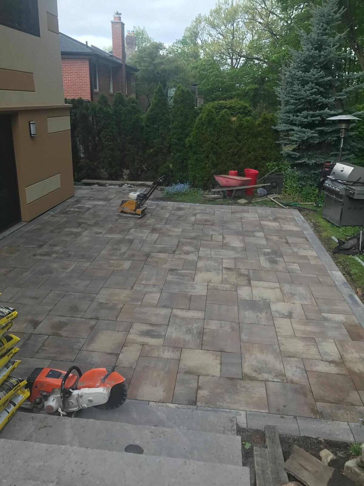 Interlocking stone hardscaping project completed by Ramirez Landscaping in the Greater Toronto Area